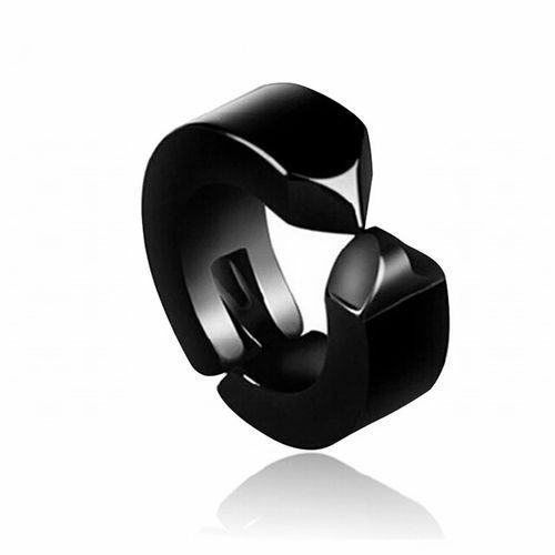 Men's Black Clip Hoop Earring Stud (ONE EAR)