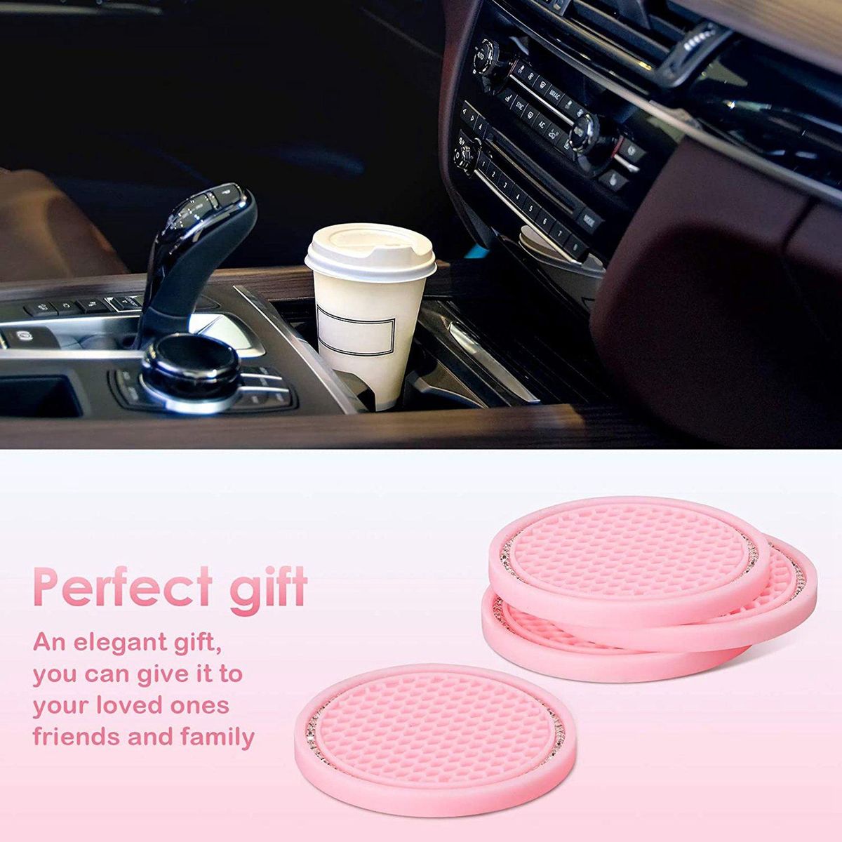 6Pcs Bling Car Coaster Cup Holders Rhinestone Car Insert