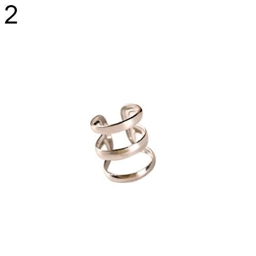 Women Punk Ear Clip Cuff Earrings Non-Piercing-Silver