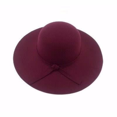 Ladies Wide Brim Hat - Burgundy
