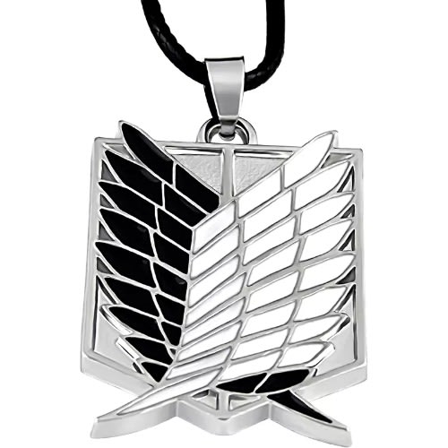 Unisex Titanium Wings Pendant Leather Necklace - Silver