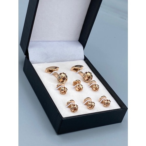 Men's Polished Steel Cuff Links Set - Rose Gold