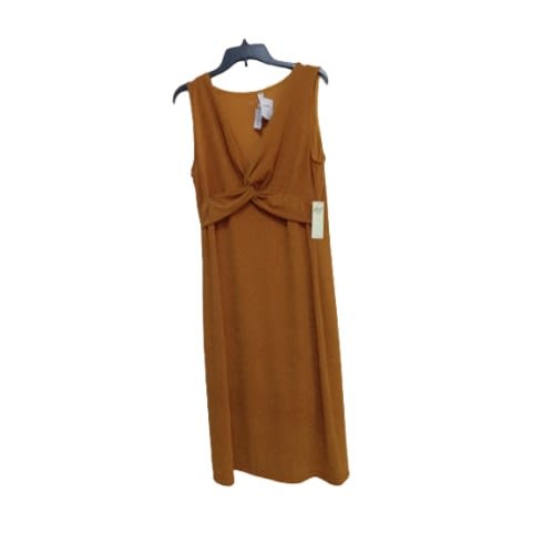Glittering Fitted Sleeveless Dress With Saggy Cross Front - Dark Yellow