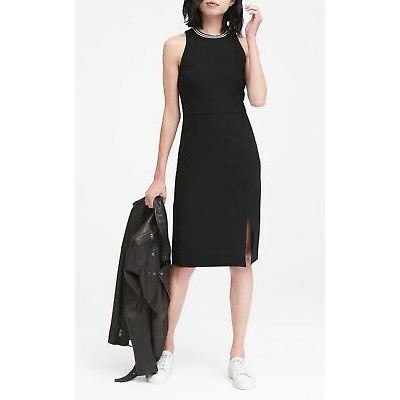 Stretch Racer Neck Sheath Dress