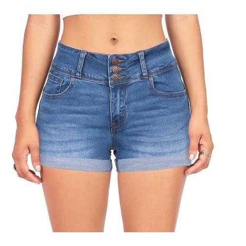 Denim High Waist Shorts - Blue