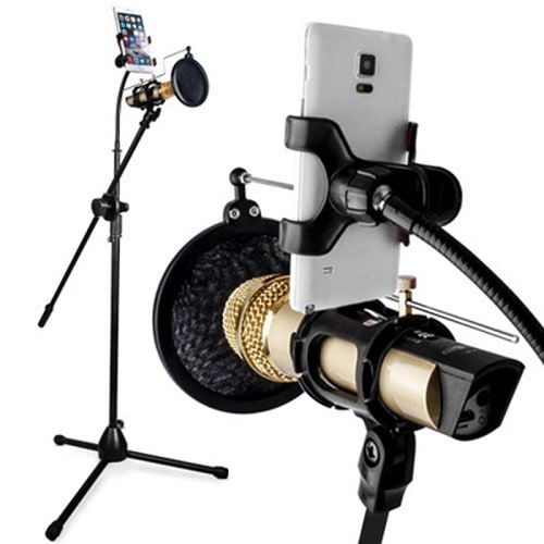 Professional Microphone Holder Phone Stand Flexible Mic Tripod Mount