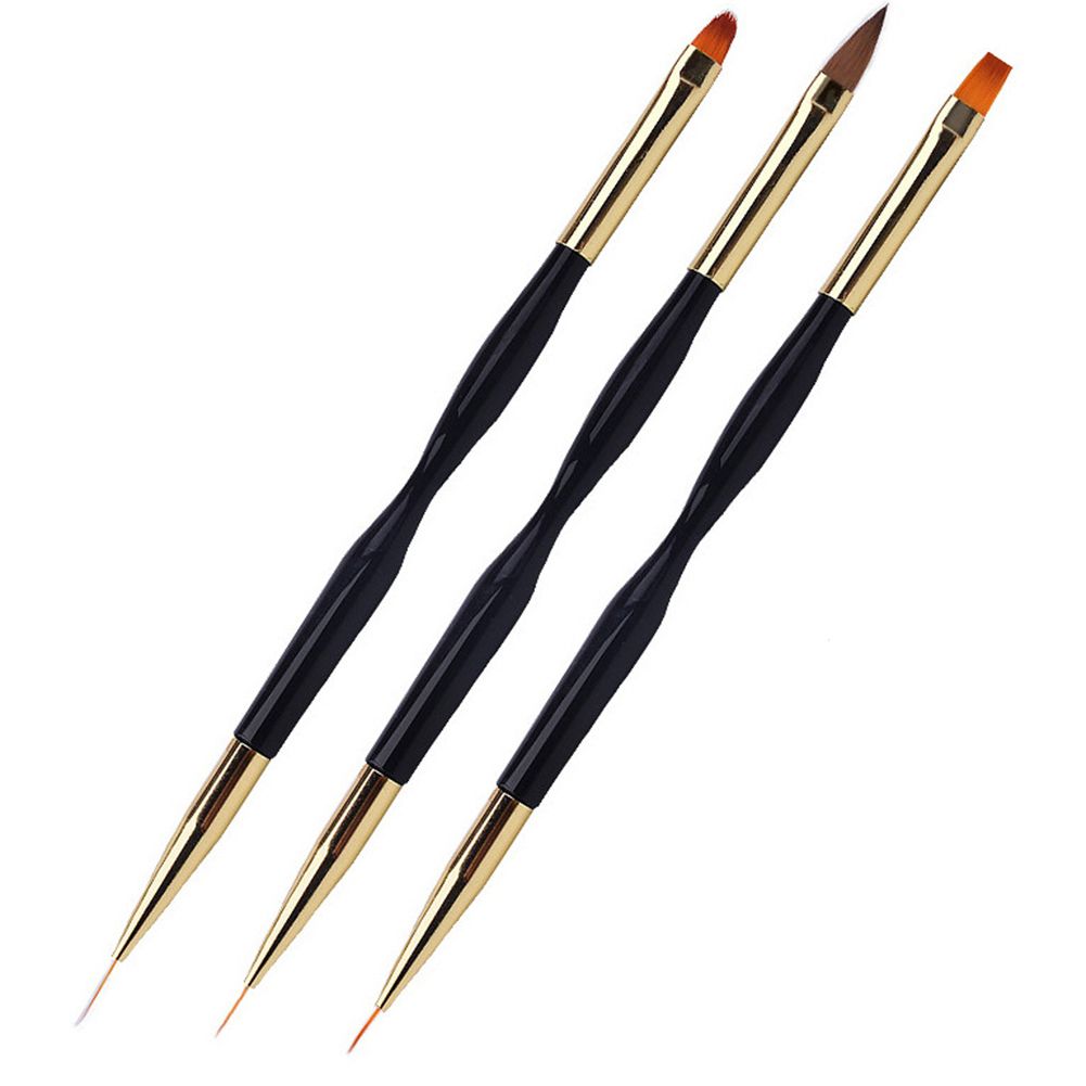 3Pcs Nail Art Pen Brush Acrylic Round Flat Painting Drawing-