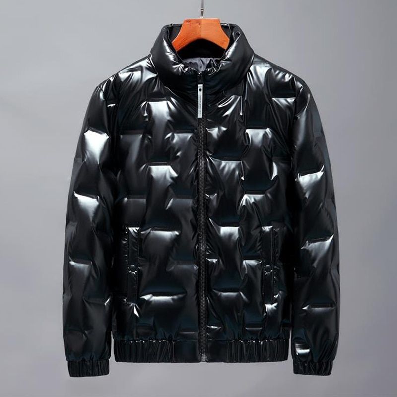 Duck Down Parkas Men Fashion Black Silver Gold Glossy Thick Winter Hooded