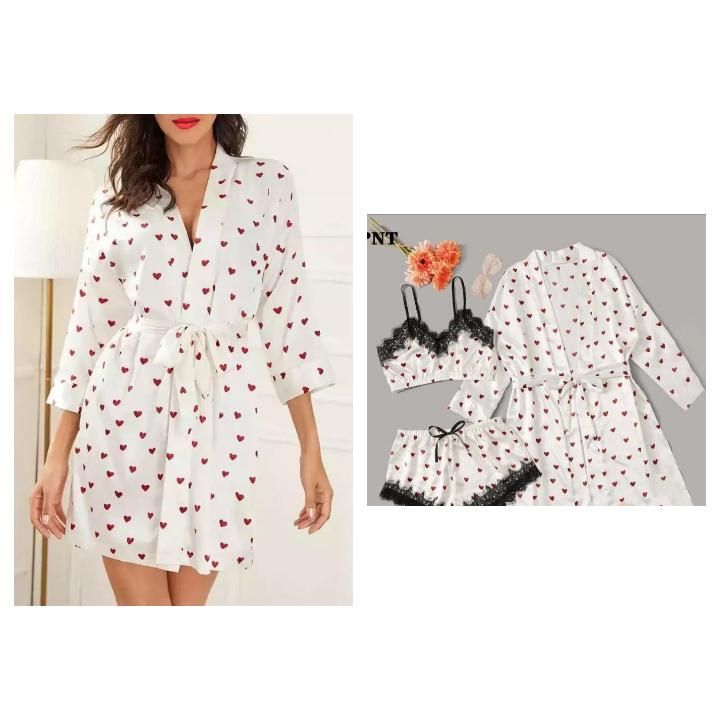 Women 3in1 Pyjamas/Lounge Wear (top, Short & Robe)
