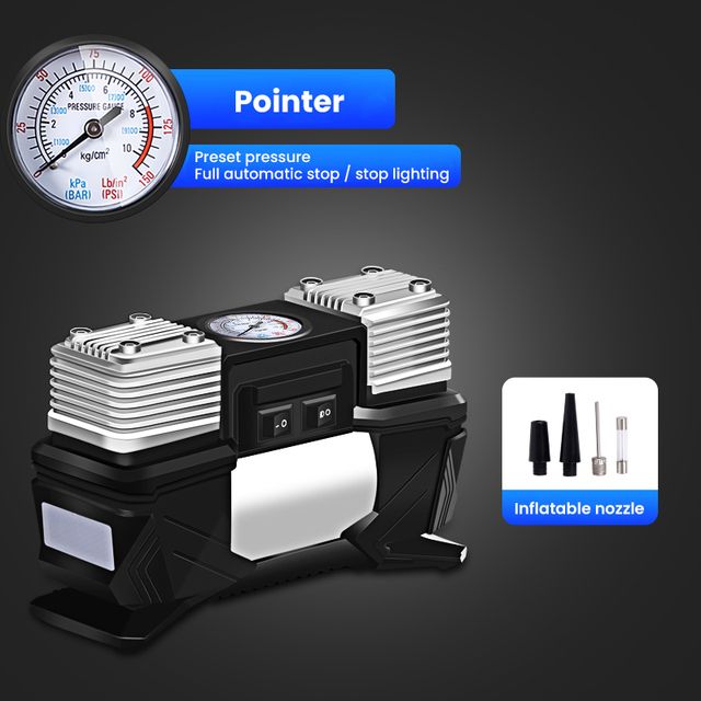 Double Cylinder Car Air Pump 12V Inflator Pump 200W Electric Digital Tire Inflator High Pressure