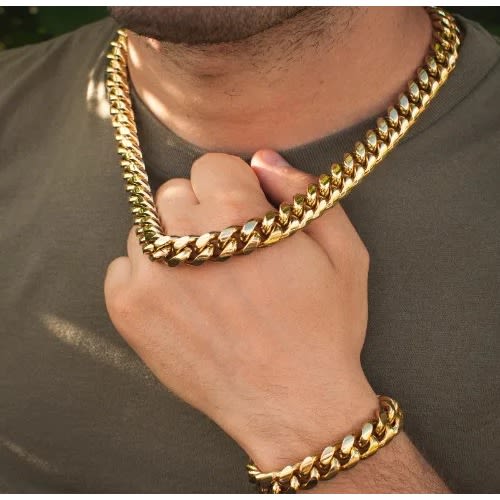 Fashion Jewelry Thick Cuban Chain And Bracelet
