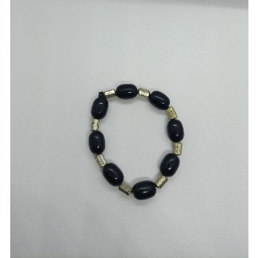 Unisex Glossy Stretchy Bead Bracelet- Black
