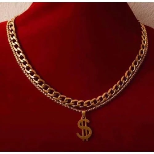Cuban Chain With Pendant - Gold