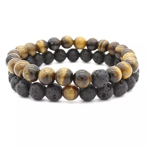 Two Piece Beaded Bracelet - Brown Black