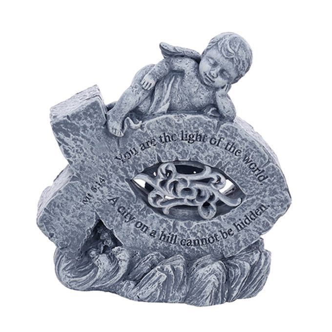 Angel Statue Cherub Figurine Sculpture Desktop Decor Artwork Gray A