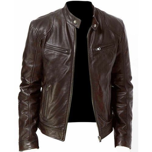 Men's PU Leather Jacket Vintage Slim Fit Biker
