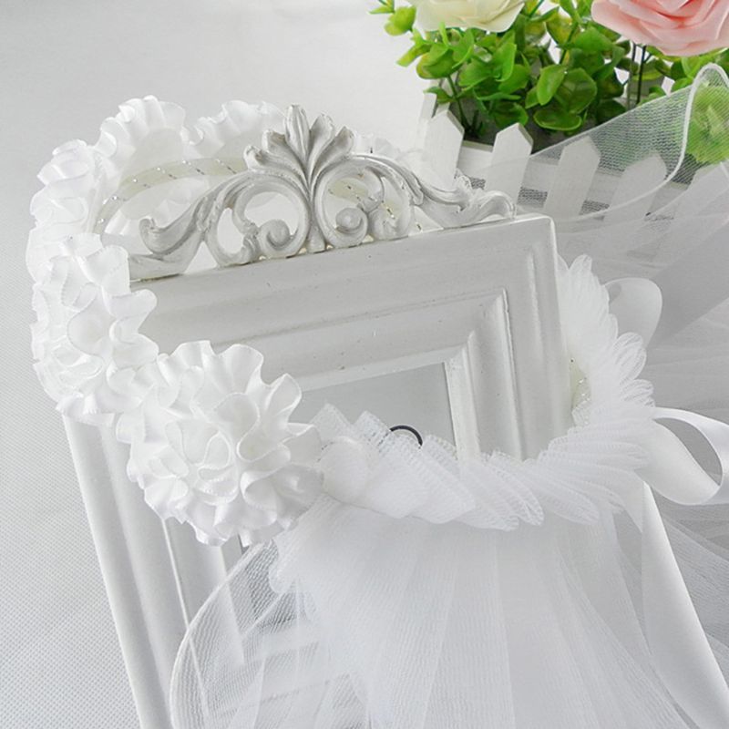 Women Bridal Flower Hair Wreath With  Veiarland Wedding Headband Crown