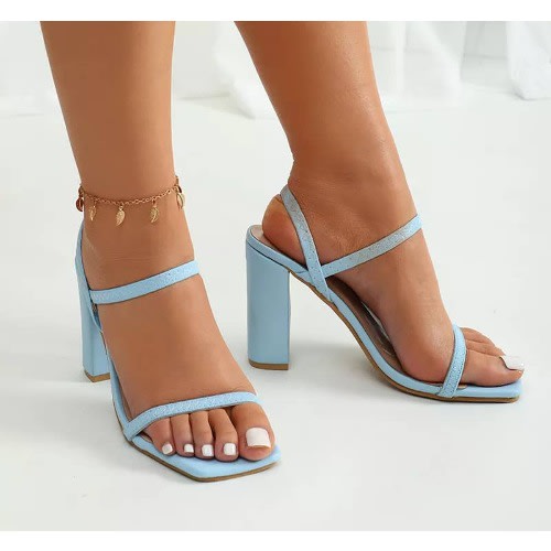 Block Heel Sandals- Light Blue