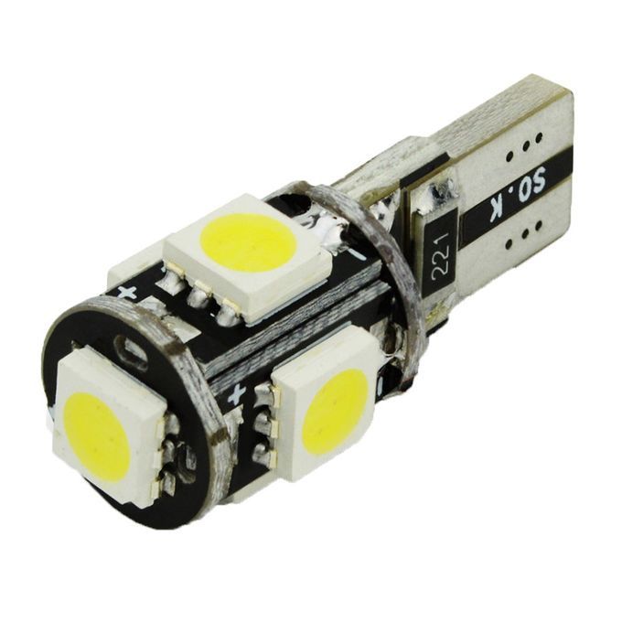 Car T10 Decoding Light With Heat Dissipation Aluminum 5Smd 5050    Wide    Silver
