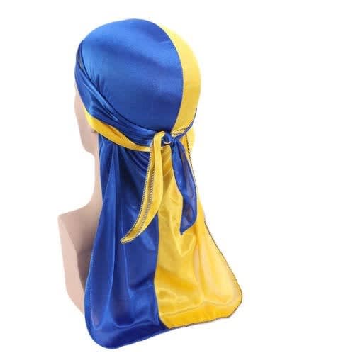Two Colour Silk Durag - Blue & Yellow