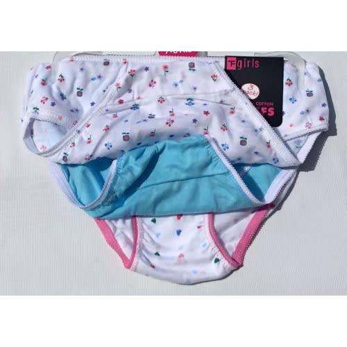 Girl's Flowery Briefs -3 Pack  - Blue