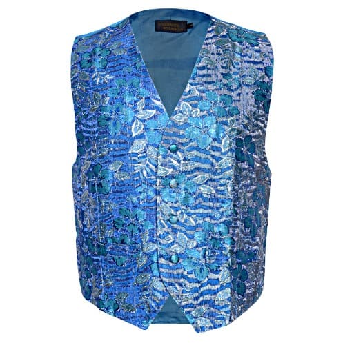 Floral Detailed Waistcoat-Blue - MWC-1338