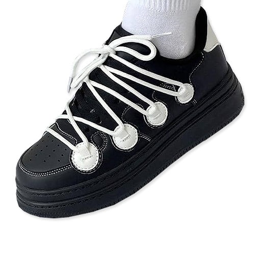 Men's Sneakers With Fancy Lace - Black