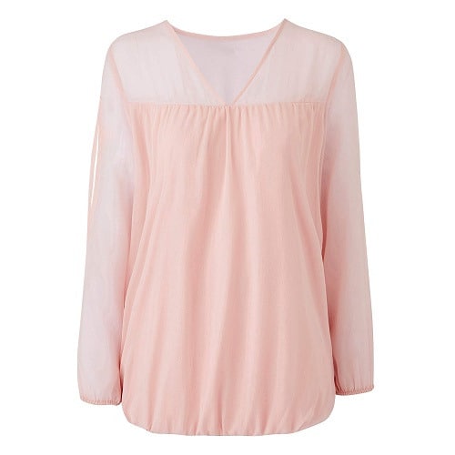 Split Sleeve Bubble Hem Top - Plus Size - Pink