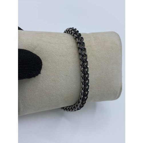 Men's Bracelet Link - Steel Silver N Black