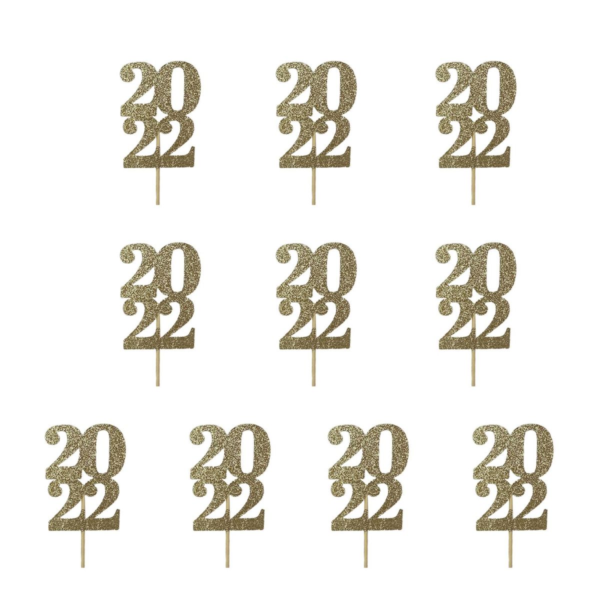 10Pcs Cake Insert Card 2023 Happy Graduation Cake Decor Golden