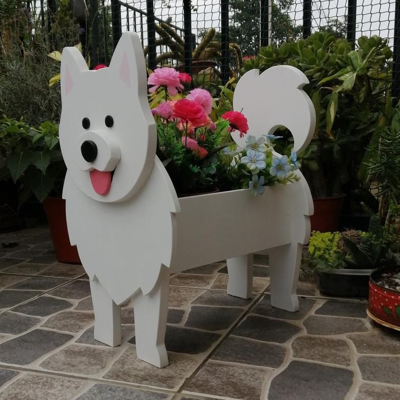 Type 19 Creative Cute Animal Shaped Flower Planter PVC Pet Dog Potted Garden Yard Decor Plant Container Holder for Outdoor Indoor Plants