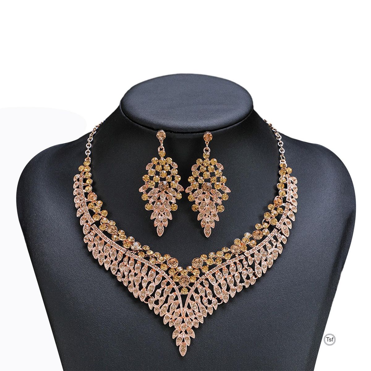 Crystals Choker Necklace Earring Set Charming Versatile