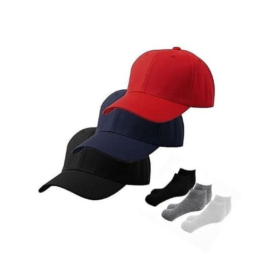 3 Packs Of Men's Face Cap & 3 Pairs Of Ankle Sock