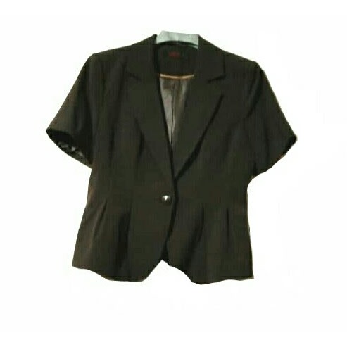 Short Sleeves Formal Skirt Suit - Brown