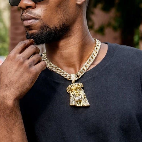 Iced Cuban Steel Chain + Iced Crucifix Head Pendant