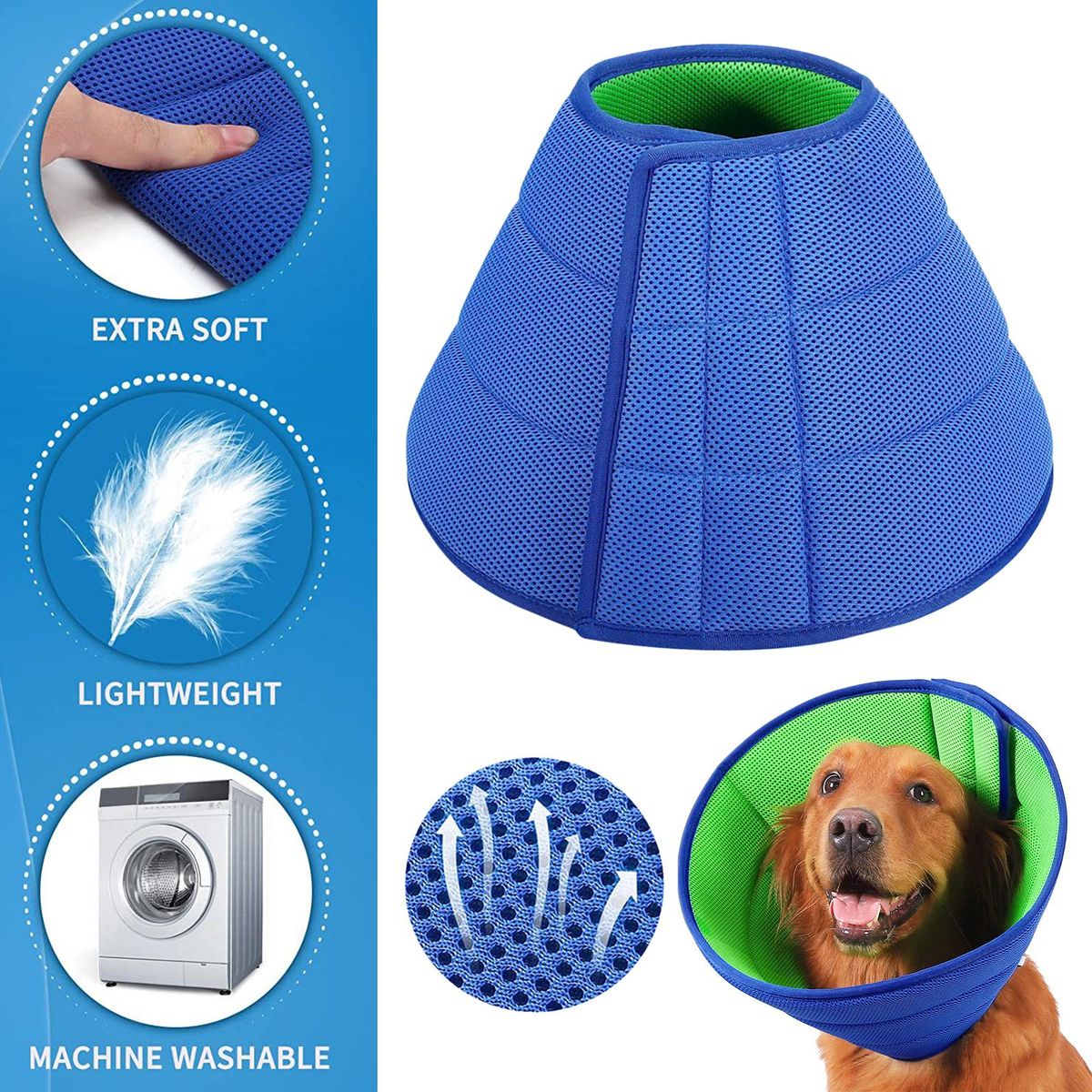 Dog Cone Collar Elizabethan Collar Comfortable For Large Medium Small