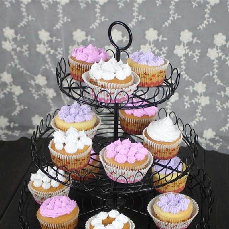 2 Tiers White Lace Iron Cake Stand Cupcake Holder Wedding Decoration Display Rack Dessert Fruit Plate