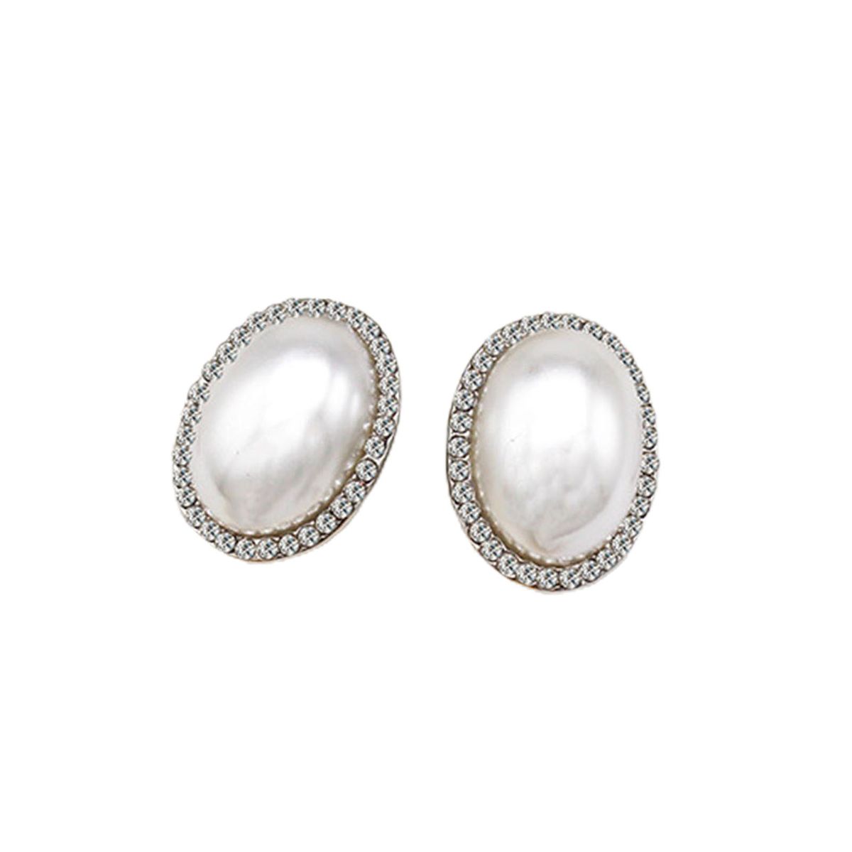 Women Ear Clips Shiny Rhinestone Faux Opal Non-Silver