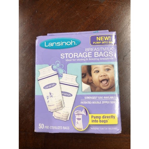 New Breastmilk Storage Bags, 50 Pre-sterilized Bags, Pump Into Bag