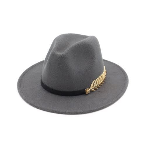 Unisex Vintage Felt Fedora Hat - Grey