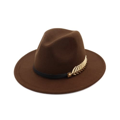 Unisex Vintage Felt Fedora Hat - Brown