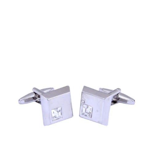 Square Shaped Cufflinks With Stud -silver -mc 3974