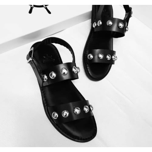 Male Black Pin Step Sandals