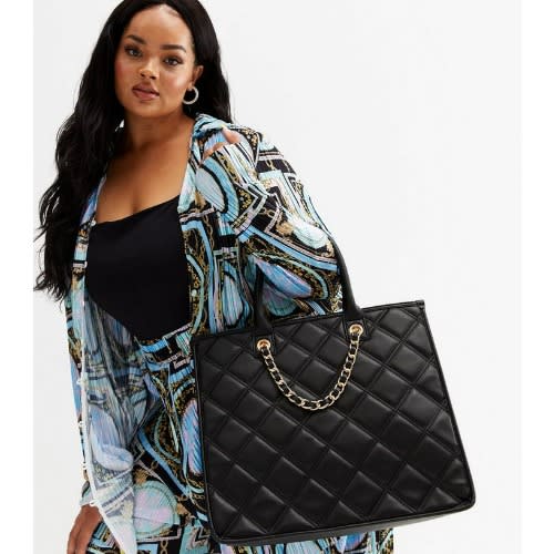 Black Quilted Tote Bag