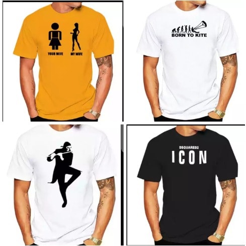 Set Of 4 Icon Design T-shirts - White, Black, Yellow
