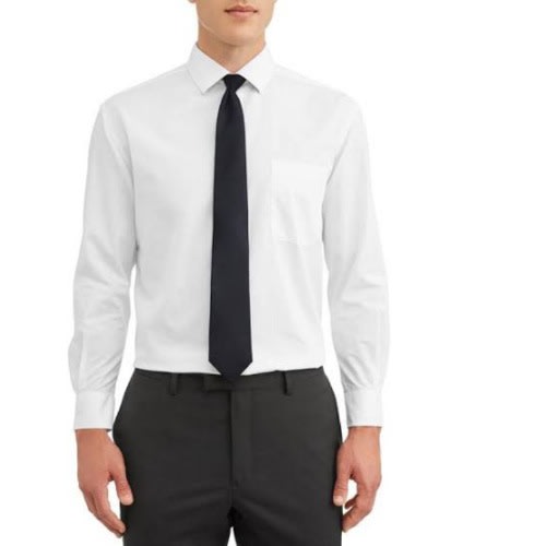 Men Formal Dress Shirt With Matching Tie - White / Black Tie