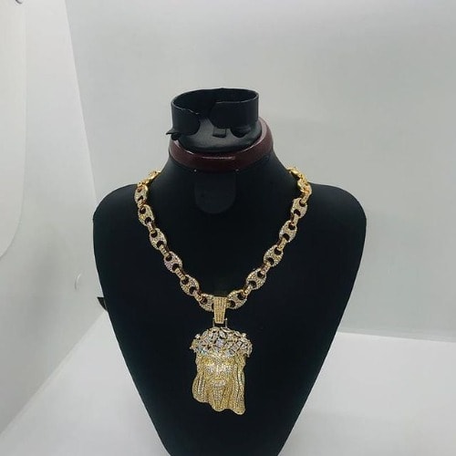 Cuban Chain With Iced Out Jesus Pendant