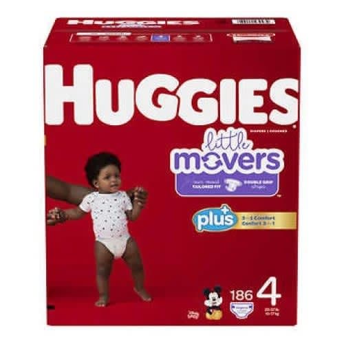Huggies Little Movers Baby Diapers - Size 4 - 186 Count