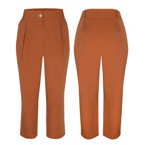 Gold Button Pants - Burnt Orange