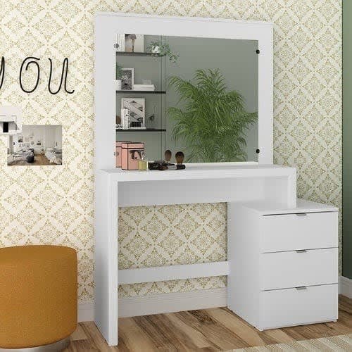 J Best Vanity With Dressing Mirror - White